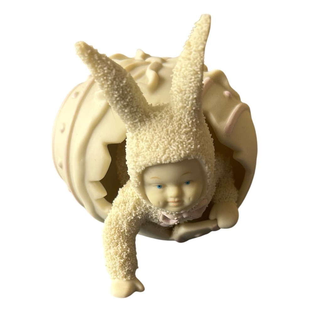 Department‎ 56 Snowbabies 1994 Easter Bunny Suit in Egg Figurine Vintage Cream